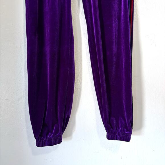 AVIATOR NATION 5 Stripe Velour Velvet Sweatpants in Purple Size S - Picture 10 of 14